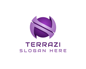 Purple Sphere Letter N  logo design