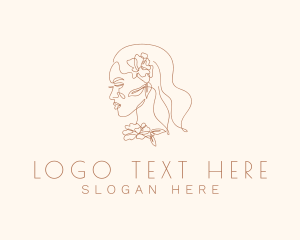 Beautiful - Floral Woman Face logo design