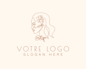 Cosmetology - Floral Woman Face logo design