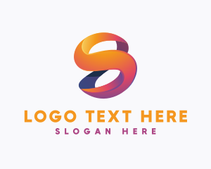 Swirly - Gradient Infinity Ribbon 3D Letter S logo design