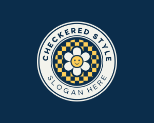 Checkered - Checkered Flower Smile logo design