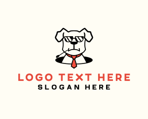 Puppy - Boss Dog Tie Grooming logo design
