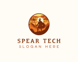 Spear Warrior Spartan logo design