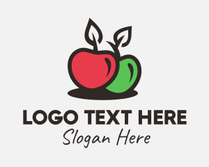 Healthy Food - Red Green Apple logo design