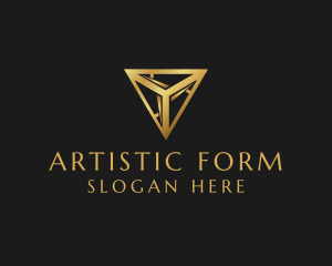 Sculpture - Luxury Gold Triangle logo design