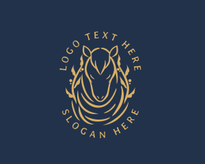 Golden - Natural Leaf Horse logo design