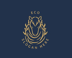 Gold - Natural Leaf Horse logo design