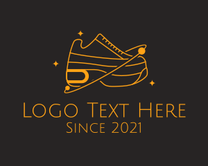 Sneaker - Golden Orbit Shoe logo design
