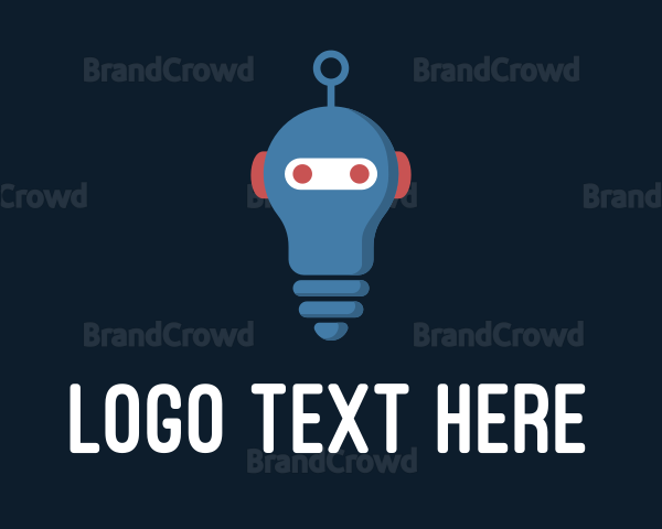 Robot Lightbulb Artificial Intelligence Logo