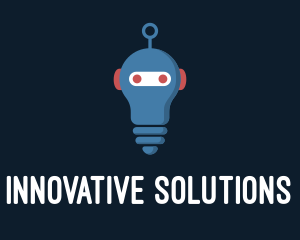 Robot Lightbulb Artificial Intelligence Logo