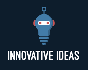 Robot Lightbulb Artificial Intelligence logo design