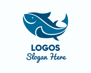 Aquarium Fish - Blue Tuna Fish logo design