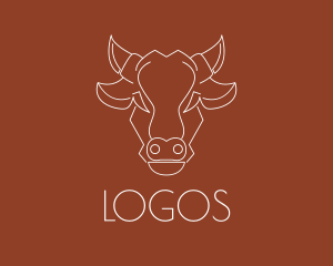 Geometric Cow Head Line Logo