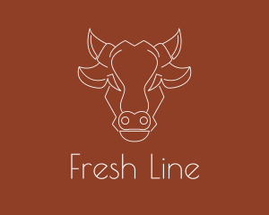 Geometric Cow Head Line logo design