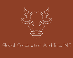 Ranch - Geometric Cow Head Line logo design