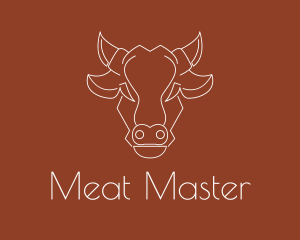 Geometric Cow Head Line logo design