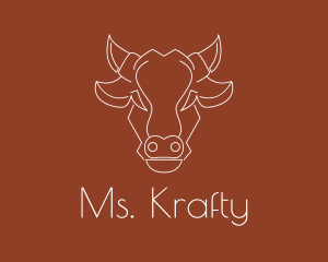 Butcher Shop - Geometric Cow Head Line logo design