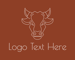Steak - Geometric Cow Head Line logo design