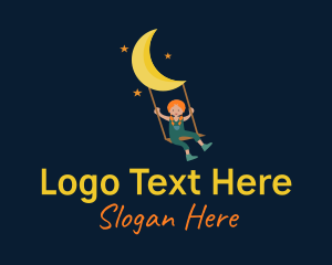 Swing - Girl Moon Swing logo design