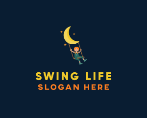 Girl Moon Swing  logo design