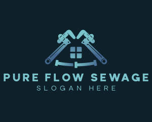 Sewage - Plumber Pipe Wrench logo design