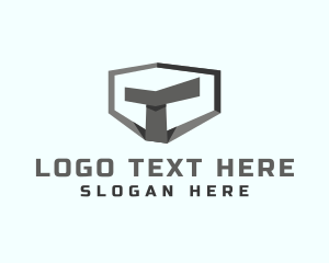 Origami - Construction Shield Letter T logo design