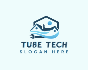 Tube - Wrench Plumbing repair logo design