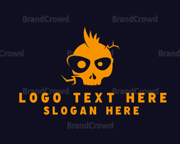 Orange Punk Skull Logo