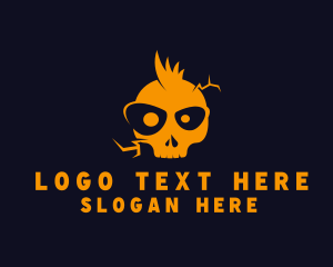 Skate Shop - Orange Punk Skull logo design