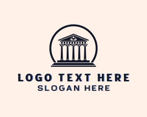 Tourist - Greek Temple Architecture logo design