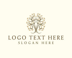Vegatarian - Woman Tree Eco logo design