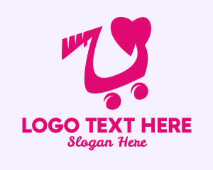 Online Store - Heart Shopping Cart logo design