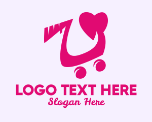 Online Shopping - Heart Shopping Cart logo design