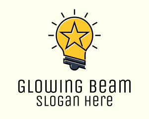 Fluorescent - Lightbulb Star Idea logo design