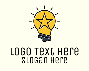 Fluorescent - Lightbulb Star Idea logo design