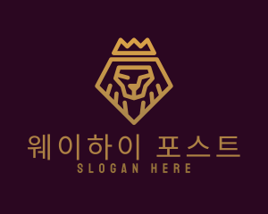 Golden Premium Lion Crown  logo design