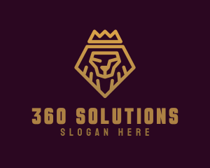 Golden Premium Lion Crown  logo design