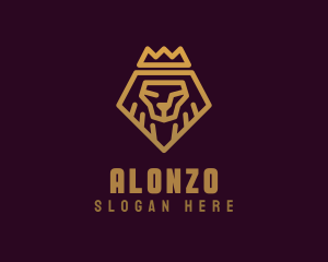 Golden Premium Lion Crown  logo design