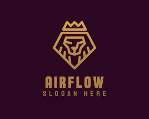 Golden Premium Lion Crown  logo design