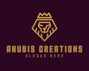 Golden Premium Lion Crown  logo design