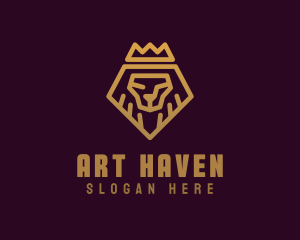 Golden Premium Lion Crown  logo design