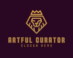 Golden Premium Lion Crown  logo design