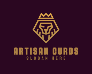 Golden Premium Lion Crown  logo design