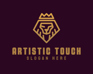 Golden Premium Lion Crown  logo design