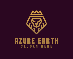 Golden Premium Lion Crown  logo design