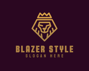 Golden Premium Lion Crown  logo design