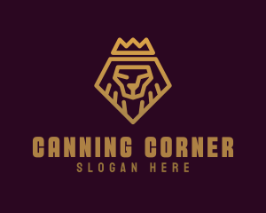 Golden Premium Lion Crown  logo design