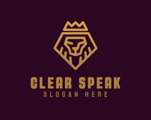 Golden Premium Lion Crown  logo design