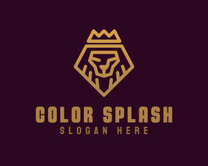 Golden Premium Lion Crown  logo design