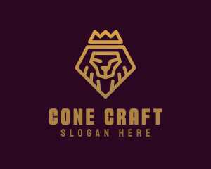 Golden Premium Lion Crown  logo design